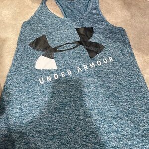 Womens Under Armour tech graphic workout Tank tealish blue sz small